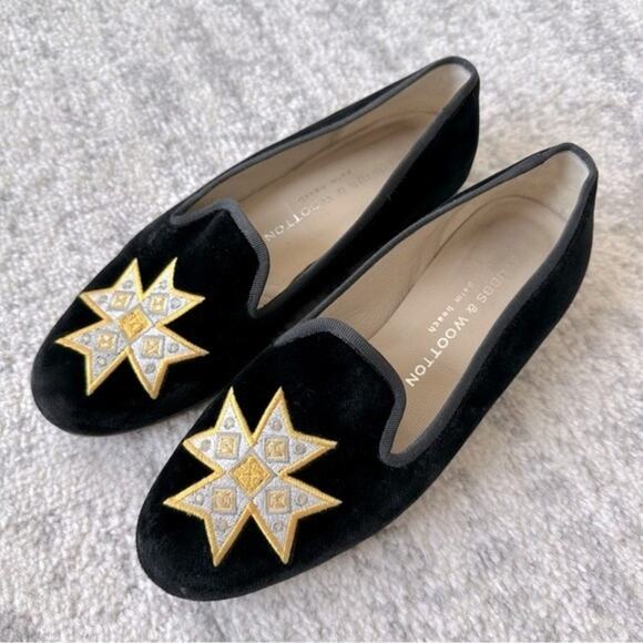 Stubbs & Wootton Embroidered Velvet Flats Size 6.5 - Picture 12 of 12